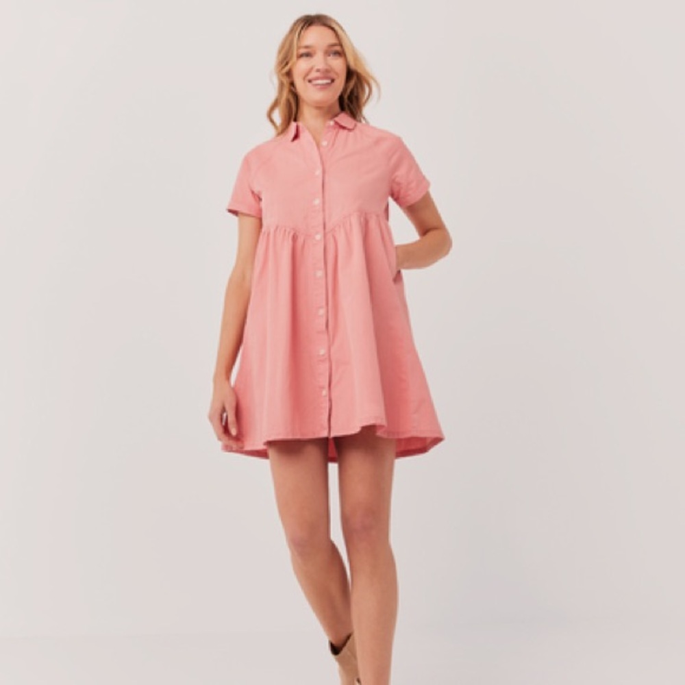 Pink Sand Chambray Denim Shirt Dress